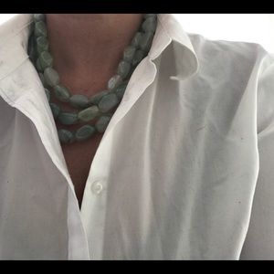 Chunky forest green beaded necklace and earrings